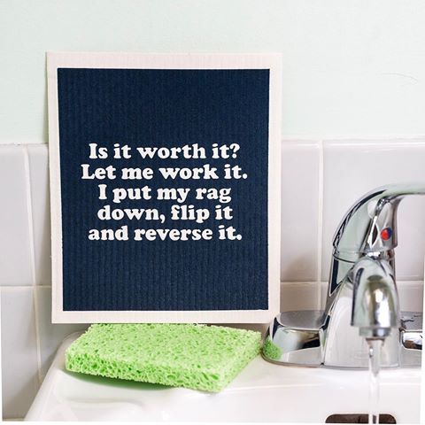 Not even Missy Elliot can make me like doing dishes, but she does take the edge off! This Swedish dish cloth is the perfect gift for people who are awesome and don’t suck. Get it at AlwaysFits.com.