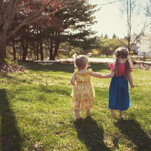 The best of friends, barefoot in princess dresses ❤️