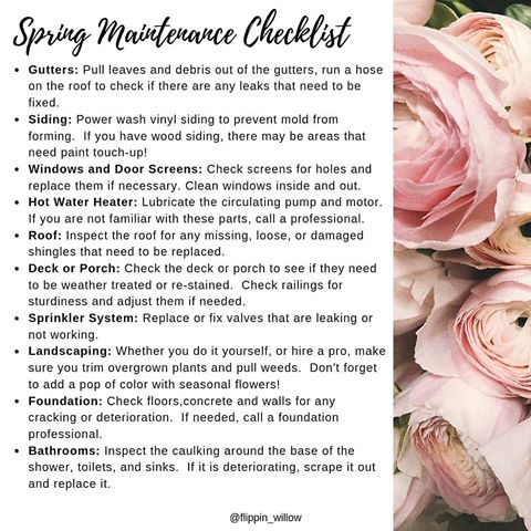 Here are some helpful tips to help you take great care of your house and get it warm weather ready.
#realestate #homes #houses #home #house #realtor #realtorlife #homesweethome #investinyourfuture  #realestateinvesting #investmentproperty #longterminvestment #fixerupper #fixandflip #flip #renovate #remodel #housingmarket #millennials #design #interior #exterior #dreambig #dreamhome #spring #momboss #entrepreneur #renovation #maintenance #springcleaning