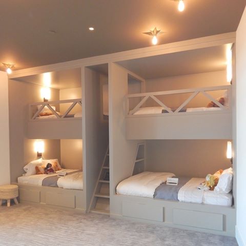 Such a beautiful bunkroom! Even the light fixtures are unique. What do you love about this space? Let us know in the comments! #homeshow #throwback
.
.
.
.#bunkroom #bunkrooms #kidsroomdesign #kidsroomdecor #kidsbedroomdecor #kidsbedrooms #darlinghome #bhghome #bhghomes #habitatandhome #howyouhome #hometour #interiorinstagram #interiorinspo #homedetails #homedetail #currentdesignsituation #stellarspaces #homeinspo #myhomestyle #mycovetedhome #myhomevibe