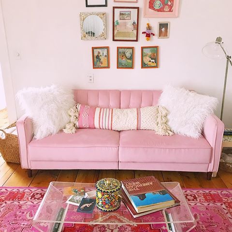 #SofaTime for day 28!!!
.
.
I definitely haven’t shown off my couch enough on here—this couch is what began the pink explosion that is my apartment 👅 And BONUS: it folds into a futon!! If you ever come stay with me, you get the pleasure of sleeping on the glorious pink couch. .
.
Pay no mind to everything being crooked, I live in an old building and everything is slanted 😅 I embrace the quirks and character. .
.
#eclecticdecor #eclectichome #apartmentstyle #thriftstorefinds #apartmenttherapy #pinkaesthetic #naturalaesthetics #rattan #midcenturymodern #uohome #anthropologiehome #vintagefinds #thriftedandmodern #bohostyle #bohodecor #mybohoabode #mybohohome #mybohovibes #mybohostyle #peepmypad #livingroomdecor #interiorinspo #cozyhome #mykindredabode #makehomematter #mymidcenturymix #thedelightofdecor #makingmyhaven #myhousethismonth