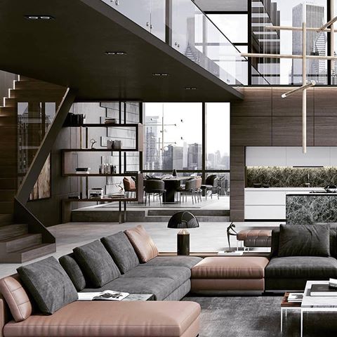 Stunning penthouse layout with mezzanine.
Design by @georgios_tataridis, Chicago.
