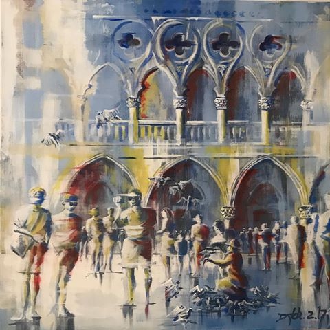 Venice St. Mark's Square - one of my favorites 💙#art #acrylicpainting #venice #painting #2017 #dietmarscharping 🎨 #interiorarchitect #artist #artwork #artistsoninstagram #instaart