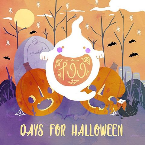 I know was yesterday but i really want to do something for the countdown! #halloween #spookyart #digitalart #halloweenkawaii #drawing #countdown #100days #ghost #pumpkin #cemetery #everydayishalloween