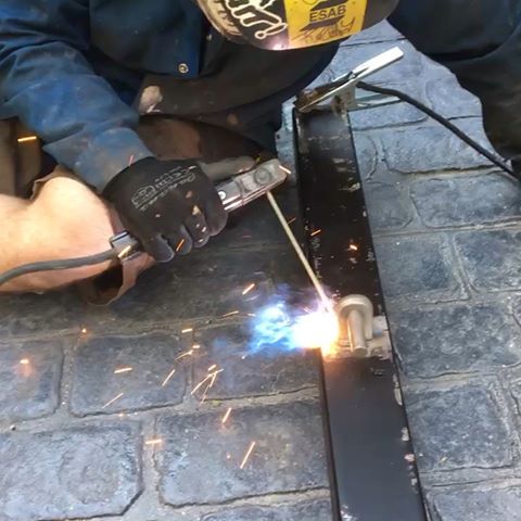 On site welding today! Installing our basket weave style gate. #gatesandrailings #welding #localbusniness #wirralbusiness