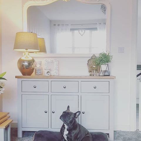 Good morning instagramers😍
I havent been on for a few days, its been a busy bank holiday. Hope everyone had a lovely weekend! Happy Friday 🤪😎
.
.
.
.
.
 #LauraAshley #Patriciamirror #overthemantelmirror #whitemirror #sideboard #bluefrenchie #frenchbulldog #frenchie #dogsofinstagtam #dogoftheday #furbaby
#InstaHome #InstaDecor #InstaIdeas #InstaInspo #MyHomeInspo #Homedecor #GreyandWhite #SimpleDecor #instaliving #instadesign #interior_and_living #interdesign  #Interior123 #interiordesign #instahome